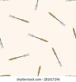 barbecue fork equipment , cartoon seamless pattern background