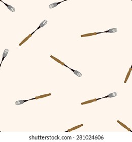 barbecue fork equipment , cartoon seamless pattern background