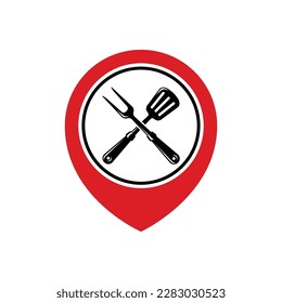 Barbecue fork, grill tools icon vector on trendy design
