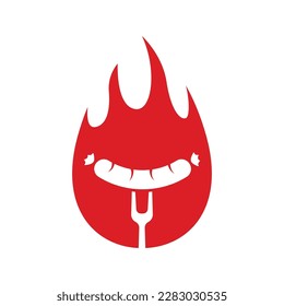 Barbecue fork, grill tools icon vector on trendy design