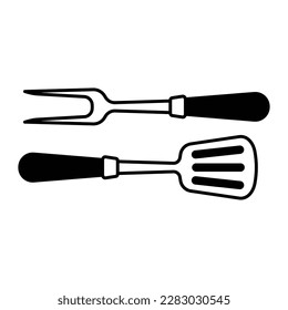 Barbecue fork, grill tools icon vector on trendy design