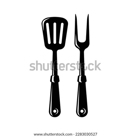 Barbecue fork, grill tools icon vector on trendy design