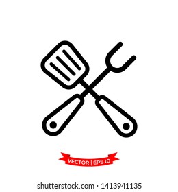 barbecue fork icon and spatula icon vector logo template