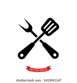 barbecue fork icon and spatula icon vector logo template