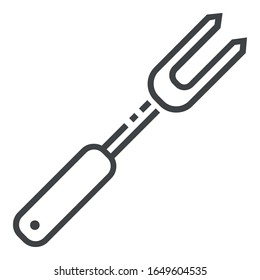 Barbecue fork line icon on white background