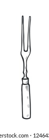 barbecue fork, sketch vector illustration Isolated on white