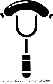 Barbecue fork solid glyph vector illustration