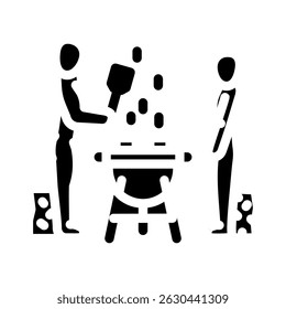 barbecue friends spring glyph icon vector. barbecue friends spring sign. isolated symbol illustration