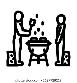 barbecue friends spring line icon vector. barbecue friends spring sign. isolated contour symbol black illustration