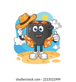 the barbecue go on vacation. cartoon mascot vector