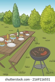 Barbecue graphic color vertical landscape sketch illustration vector 