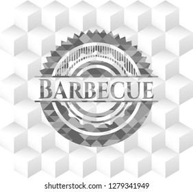 Barbecue grey badge with geometric cube white background