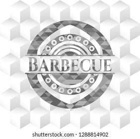 Barbecue grey emblem with geometric cube white background