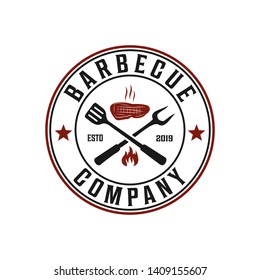 Barbecue and grill badge logo design