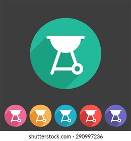 Barbecue grill BBQ flat icon web sign symbol logo label