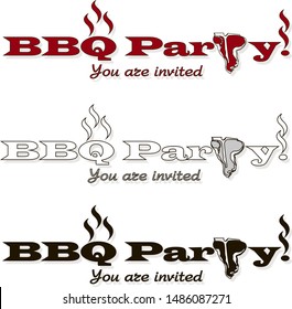 Barbecue, grill, bbq steak vector signes and emblems. Illustration of bbq  and grill isolated on white. 