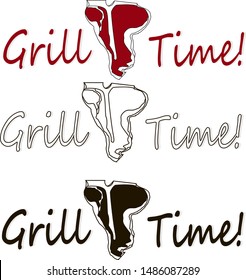 Barbecue, grill, bbq steak vector signes and emblems. Illustration of bbq  and grill isolated on white. 