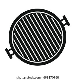 Barbecue grill in black simple silhouette style icons vector illustration for design and web isolated on white background. Barbecue grill vector object for labels, advertising