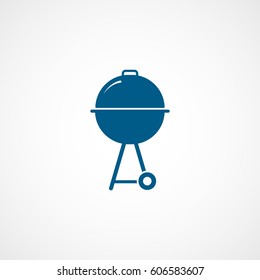 Barbecue Grill Blue Flat Icon On White Background