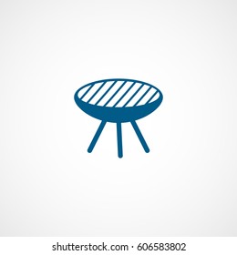 Barbecue Grill Blue Flat Icon On White Background