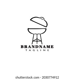 barbecue grill cartoon logo icon design template modern black vector