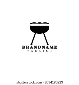 barbecue grill cartoon logo icon design template modern vector illustration