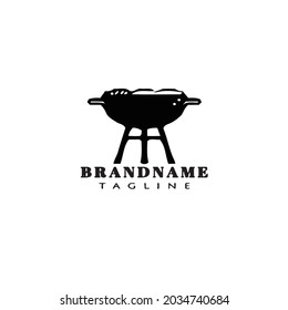 barbecue grill cartoon logo icon design template modern black illustration
