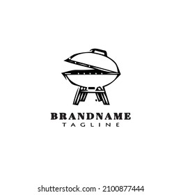 barbecue grill cartoon logo icon design template modern black vector