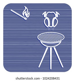 barbecue grill with chicken icon. Vector illustration

