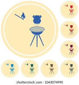 barbecue grill with chicken icon. Vector illustration

