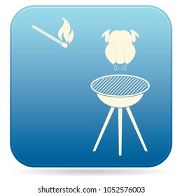 barbecue grill with chicken icon. Vector illustration