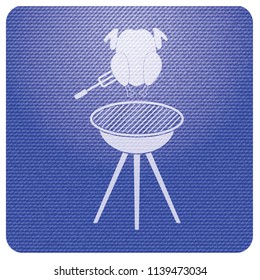 Barbecue grill with chicken icon. Vector illustration

