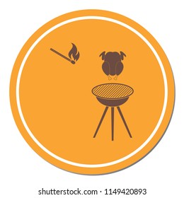 barbecue grill with chicken icon. Vector illustration

