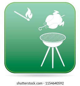 barbecue grill with chicken icon. Vector illustration
