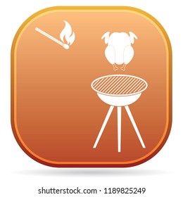 barbecue grill with chicken icon. Vector illustration