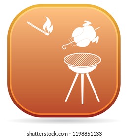 barbecue grill with chicken icon. Vector illustration