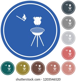 barbecue grill with chicken icon. Vector illustration

