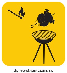 barbecue grill with chicken icon. Vector illustration

