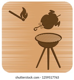 barbecue grill with chicken icon. Vector illustration

