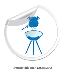 Barbecue grill with chicken icon. Vector illustration