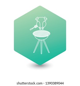 Barbecue grill with chicken icon. Vector illustration