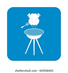 barbecue grill with chicken icon. Vector illustration