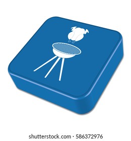 Barbecue grill with chicken icon. Vector illustration

