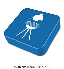 barbecue grill with chicken icon. Vector illustration

