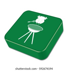 barbecue grill with chicken icon. Vector illustration