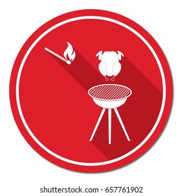barbecue grill with chicken icon. Vector illustration

