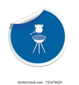 Barbecue grill with chicken icon. Vector illustration

