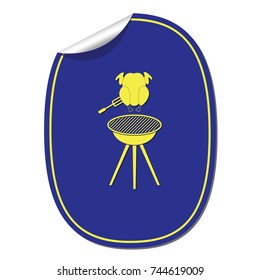 Barbecue grill with chicken icon. Vector illustration