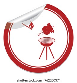barbecue grill with chicken icon. Vector illustration

