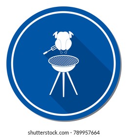 Barbecue grill with chicken icon. Vector illustration